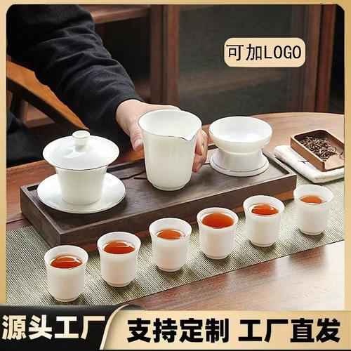 羊脂玉茶具套装德化白瓷功夫茶具礼盒装家用客厅高端送礼伴手礼品